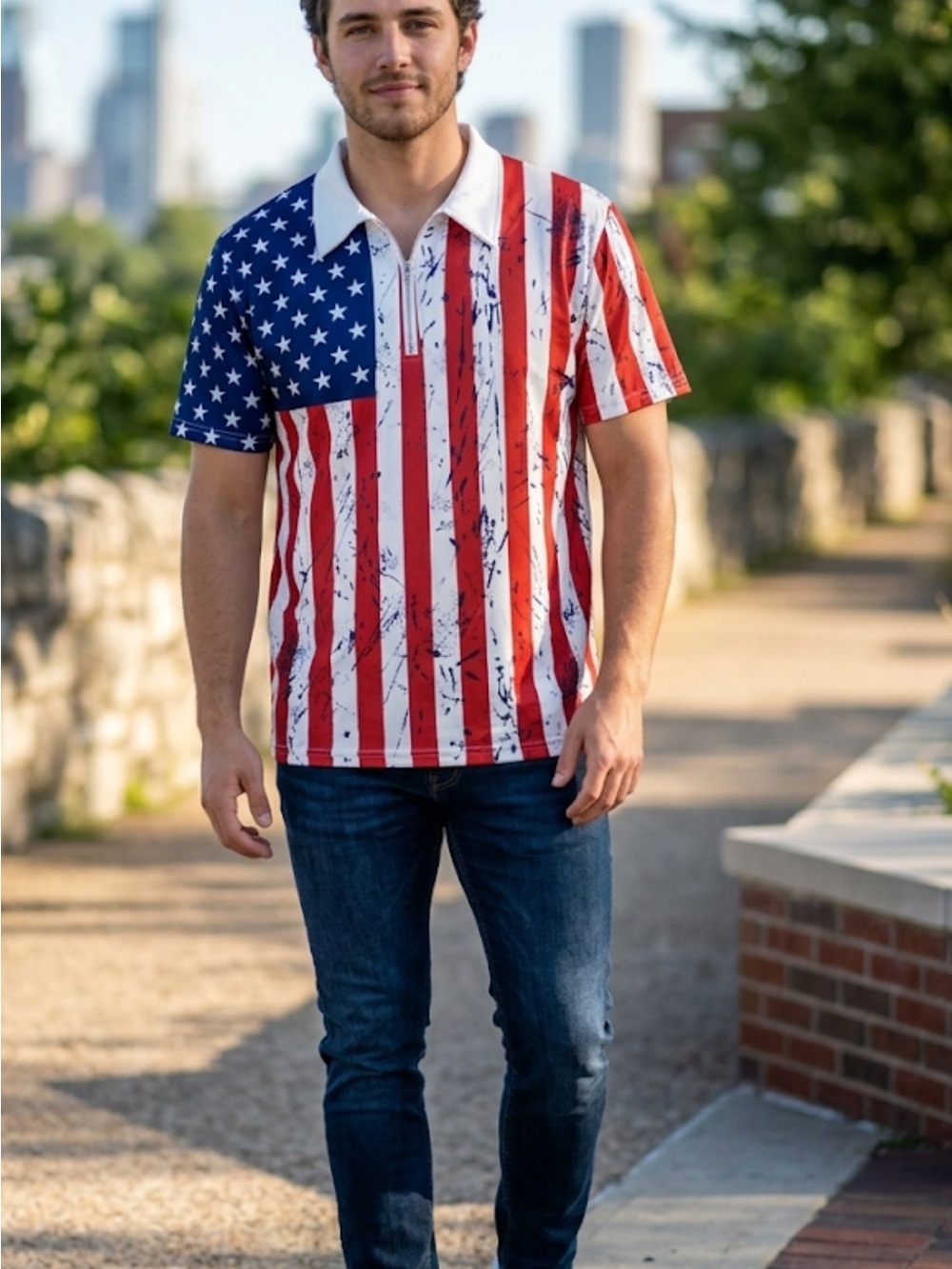 Patriotic Polo Shirt Man US Flag # 186